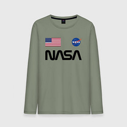 Лонгслив хлопковый мужской NASA НАСА, цвет: авокадо