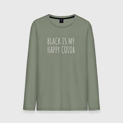 Лонгслив хлопковый мужской BLACK IS MY HAPPY COLOR, цвет: авокадо