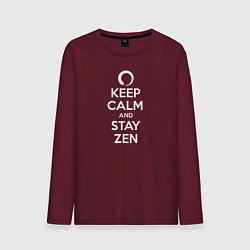Лонгслив хлопковый мужской Keep calm & stay Zen, цвет: меланж-бордовый