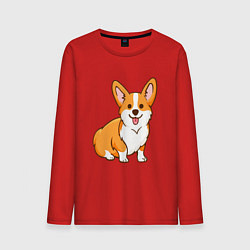 Лонгслив хлопковый мужской Корги, цвет: красный