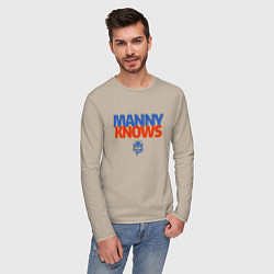 Лонгслив хлопковый мужской Manny Knows, цвет: миндальный — фото 2