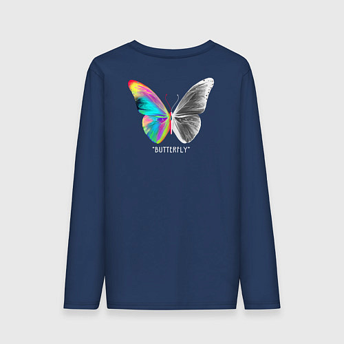 Мужской лонгслив Butterfly / Тёмно-синий – фото 2
