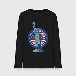Лонгслив хлопковый мужской Usa Liberty Statue, цвет: черный