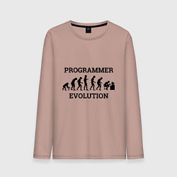 Лонгслив хлопковый мужской Эволюция программиста, цвет: пыльно-розовый