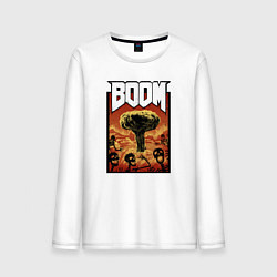 Лонгслив хлопковый мужской DOOM BOOM, цвет: белый