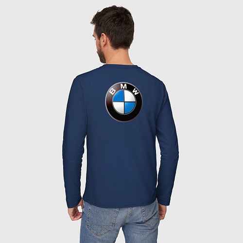 Мужской лонгслив BMW оскал / Тёмно-синий – фото 4