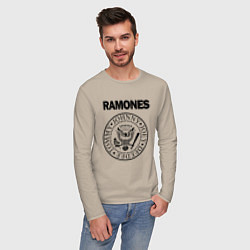 Лонгслив хлопковый мужской RAMONES, цвет: миндальный — фото 2