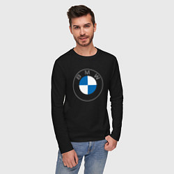 Лонгслив хлопковый мужской BMW LOGO 2020, цвет: черный — фото 2