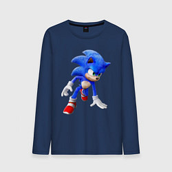 Лонгслив хлопковый мужской SONIC, цвет: тёмно-синий