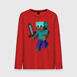 Лонгслив хлопковый мужской Майнкрафт, цвет: красный