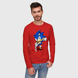 Лонгслив хлопковый мужской SONIC, цвет: красный — фото 2