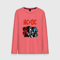 Лонгслив хлопковый мужской ACDC, цвет: коралловый