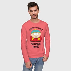 Лонгслив хлопковый мужской South Park, Эрик Картман, цвет: коралловый — фото 2