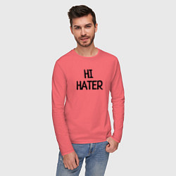 Лонгслив хлопковый мужской HI HATER BYE HATER, цвет: коралловый — фото 2