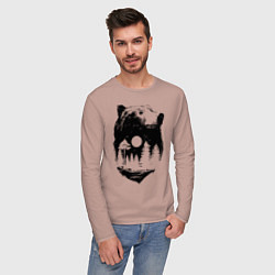 Лонгслив хлопковый мужской Bear, цвет: пыльно-розовый — фото 2