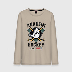 Лонгслив хлопковый мужской ANAHEIM DUCKS, цвет: миндальный