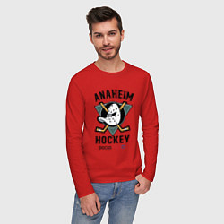 Лонгслив хлопковый мужской ANAHEIM DUCKS, цвет: красный — фото 2