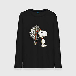 Лонгслив хлопковый мужской Snoopy, цвет: черный