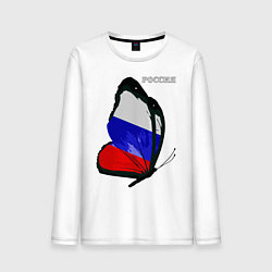 Лонгслив хлопковый мужской Россия, цвет: белый