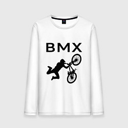 Лонгслив хлопковый мужской Велоспорт BMX Z, цвет: белый