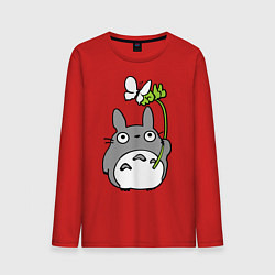 Лонгслив хлопковый мужской Totoro и бабочка цвета красный — фото 1