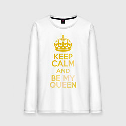 Лонгслив хлопковый мужской Keep Calm & Be My Queen, цвет: белый