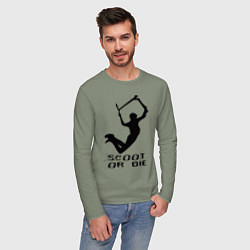 Лонгслив хлопковый мужской Самокат фристайл экстрим спорт, цвет: авокадо — фото 2