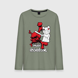 Лонгслив хлопковый мужской Свинка Пигги из Roblox, цвет: авокадо