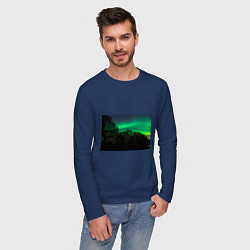 Лонгслив хлопковый мужской Северное сияние, цвет: тёмно-синий — фото 2