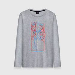 Лонгслив хлопковый мужской Поднятие уровня в одиночку, цвет: меланж