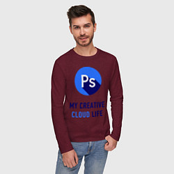 Лонгслив хлопковый мужской Flat Photoshop цвета меланж-бордовый — фото 2