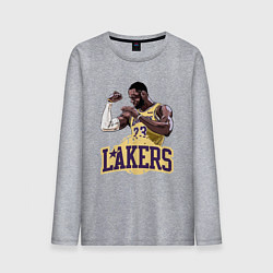 Лонгслив хлопковый мужской LeBron - Lakers, цвет: меланж