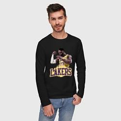 Лонгслив хлопковый мужской LeBron - Lakers, цвет: черный — фото 2