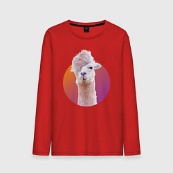 Лонгслив хлопковый мужской Лама 2, цвет: красный