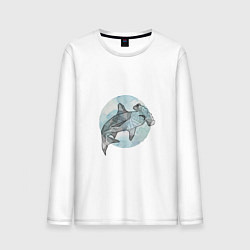 Лонгслив хлопковый мужской Акула-молот, цвет: белый