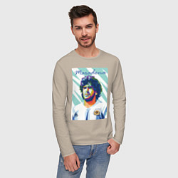 Лонгслив хлопковый мужской Марадона золотой мальчик, цвет: миндальный — фото 2