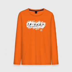 Лонгслив хлопковый мужской Friends Лого с гирляндой цвета оранжевый — фото 1