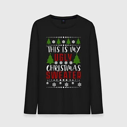 Лонгслив хлопковый мужской My ugly christmas sweater, цвет: черный