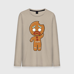 Лонгслив хлопковый мужской Рождественский Пряник, цвет: миндальный