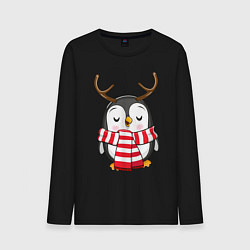 Мужской лонгслив Пингвин в шарфике