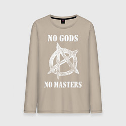 Лонгслив хлопковый мужской NO GODS NO MASTERS, цвет: миндальный