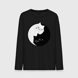Лонгслив хлопковый мужской Yin and Yang cats, цвет: черный