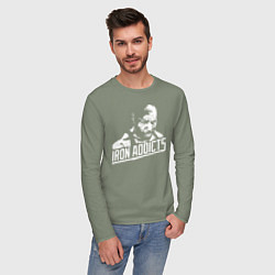 Лонгслив хлопковый мужской Сити Флетчер Железозависимые, цвет: авокадо — фото 2