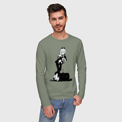 Лонгслив хлопковый мужской Человек бензопила Пауэр, цвет: авокадо — фото 2