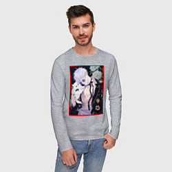 Лонгслив хлопковый мужской Сатору гото С кошечкой, цвет: меланж — фото 2