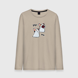 Лонгслив хлопковый мужской Pop Cat, цвет: миндальный