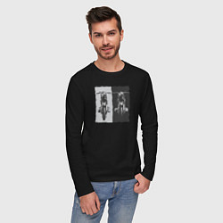 Лонгслив хлопковый мужской Мотоцикл ретро, цвет: черный — фото 2
