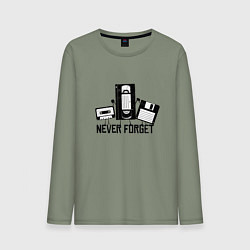 Лонгслив хлопковый мужской Never Forget Эпоха VHS, цвет: авокадо