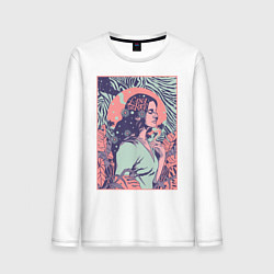 Лонгслив хлопковый мужской Lana del rey, цвет: белый