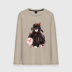 Лонгслив хлопковый мужской Ху Тао, цвет: миндальный